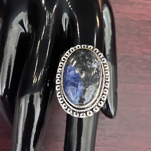 Sterling Silver & Natural Sodalite Gemstone Ring - Picture 9 of 11